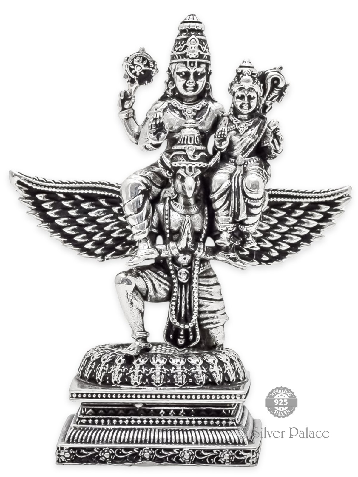 92.5 ANTIC SILVER GARUDA WITH LAKSHMI NARAYANA IDOL