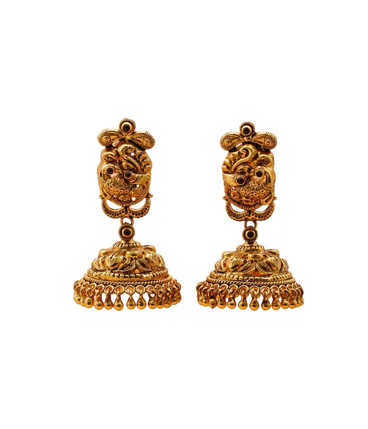 92.5 SILVER GOLD POLISHED TRADITONAL PEACOCK DESIGN JHUMKI FOR WOMEN AND GIRLS