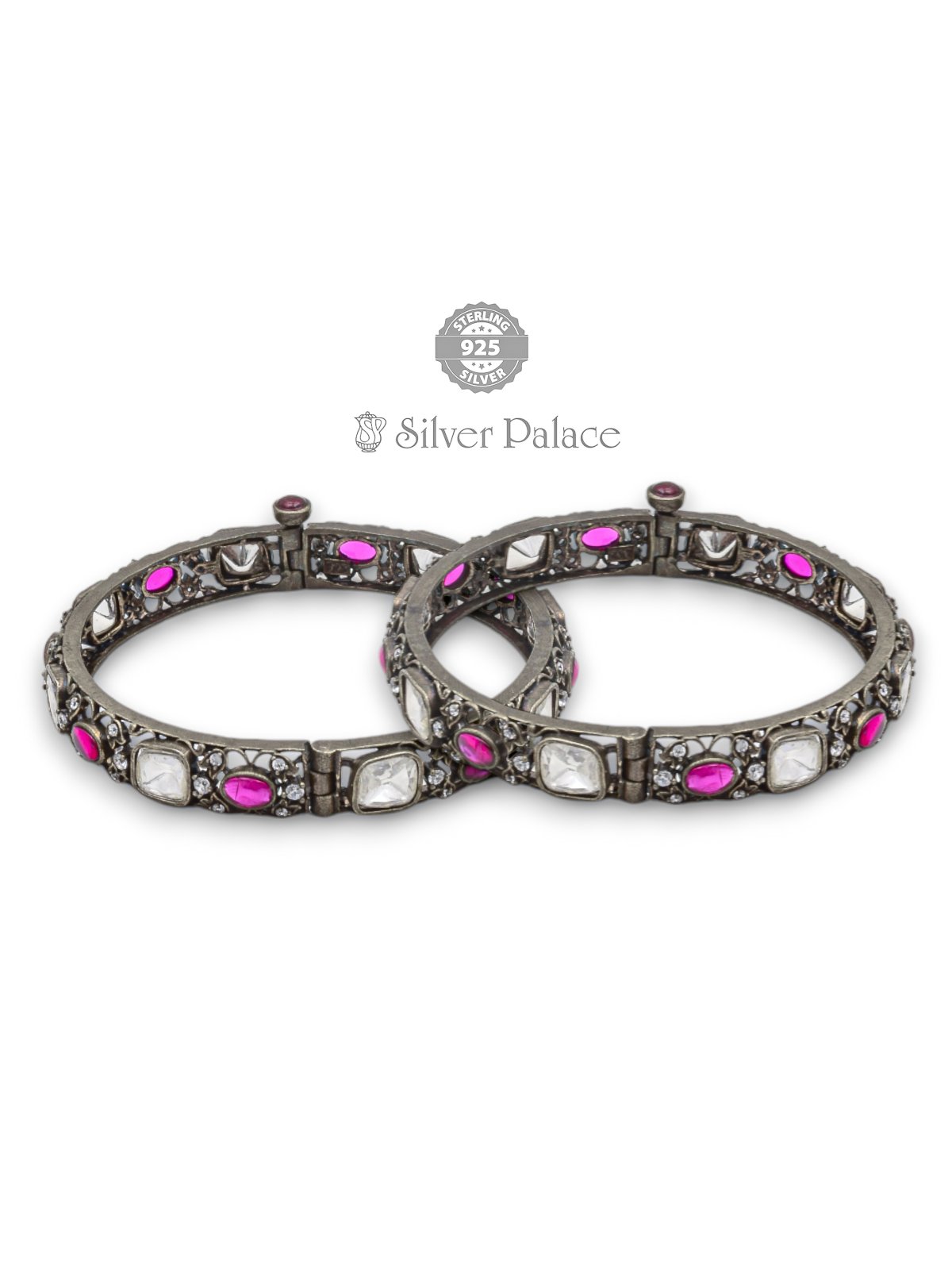 925 OXIDISED SILVER MANNJ COLLECTION TRADITIONAL BANGLE FOR WOMEN