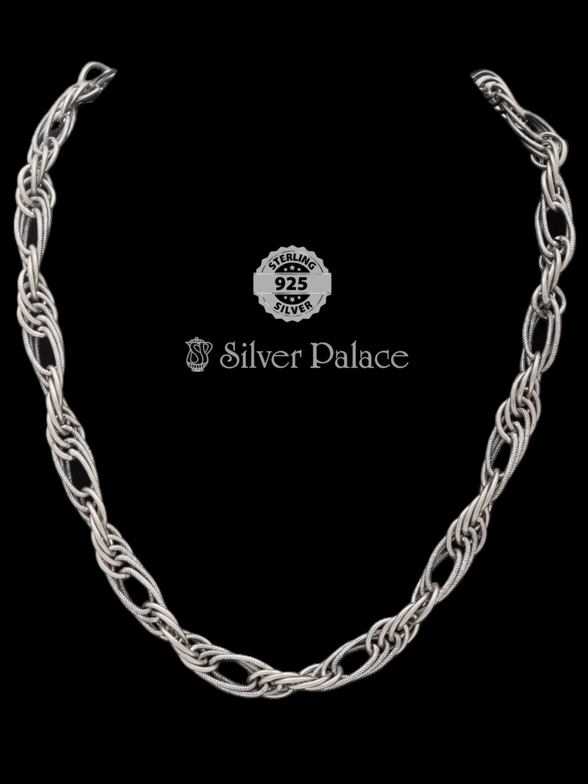 925 Oxidized Silver Twist Link Chain For Men Silver Palace