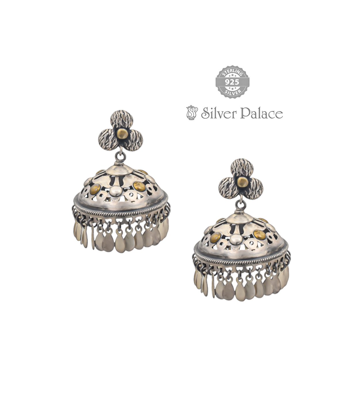 92.5 OXIDISED SILVER FLOWER DESIGN JHUMKI FOR GIRLS