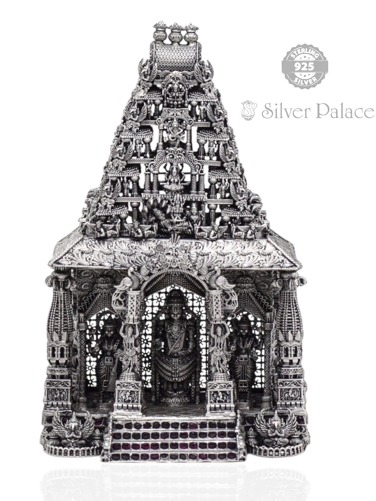 92.5 SILVER OXIDISED STONE STUDDED TIRUPATI LC BALAJI TEMPLE