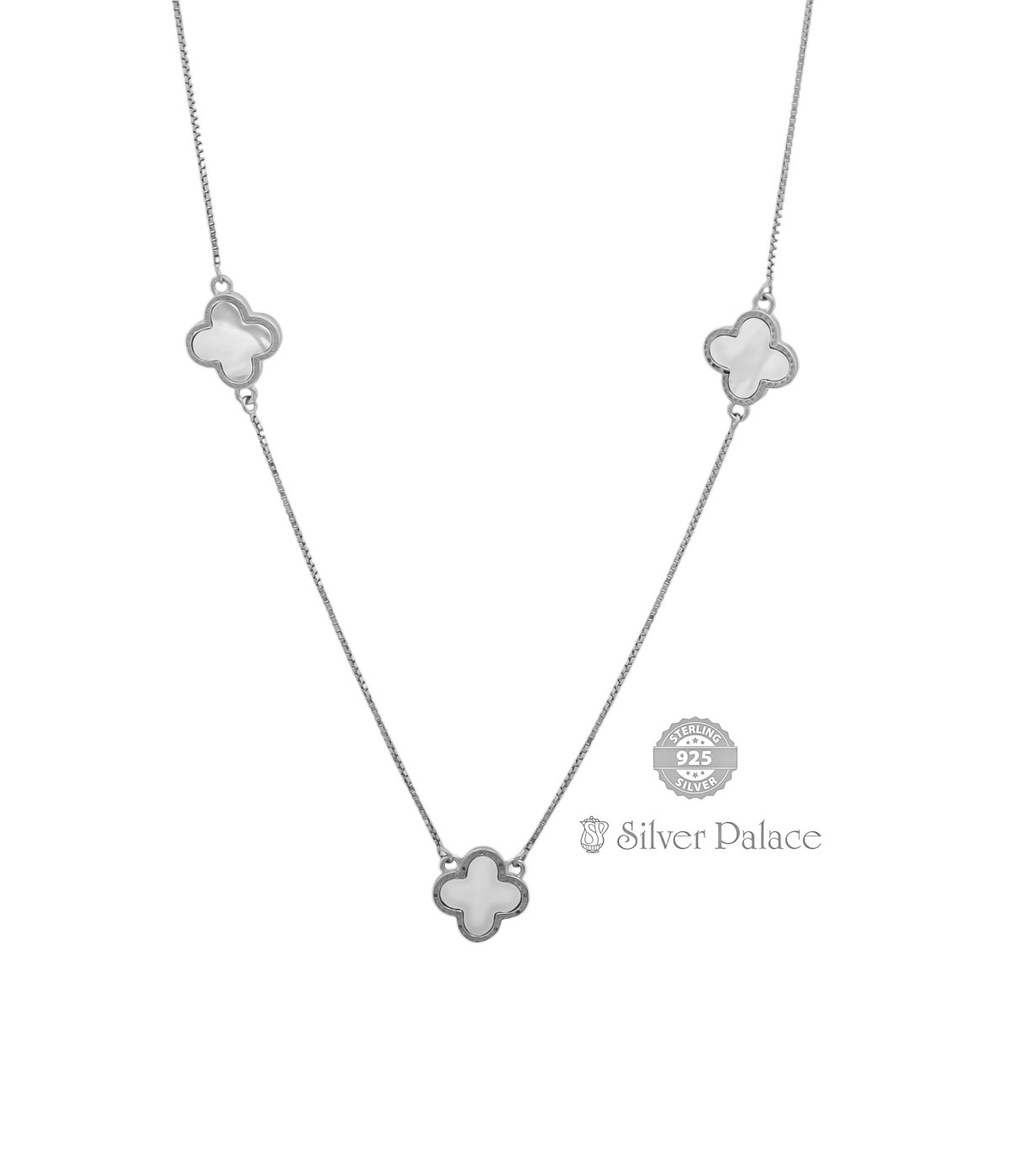 92.5 STERLING SILVER WHITE CLOVER LW CHAIN FOR GIRLS 