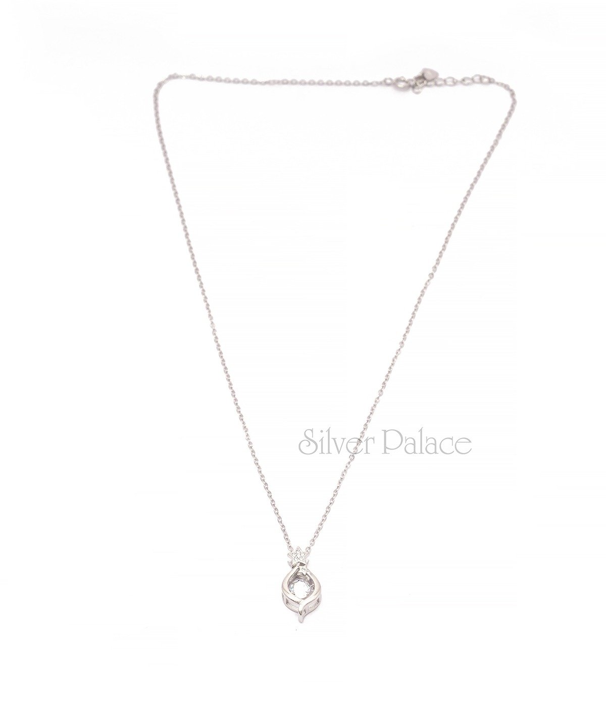 92.5 STERLING SILVER TINY STAR WITH LEAF PENDANT CHAIN FOR SCHOOL