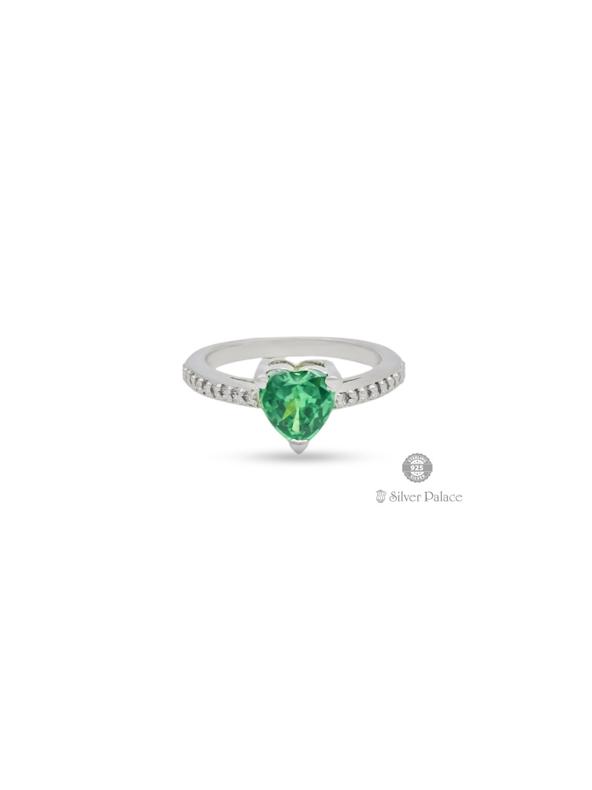 925 STERLING SILVER GREEN HEART STONE RING FOR LADIES PUYA COLLECTION 