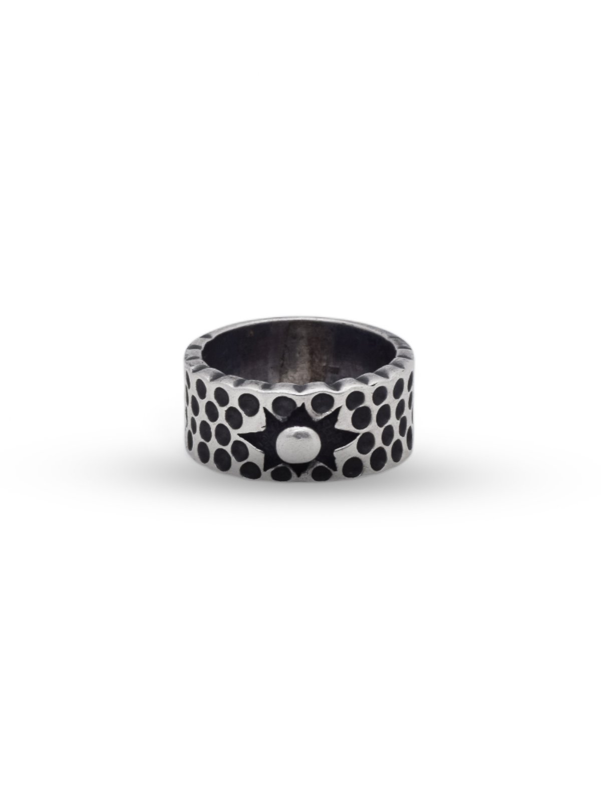 925 OXIDISED SILVER DOTTED PATTERN RING FOR MEN MAAN COLLECTION