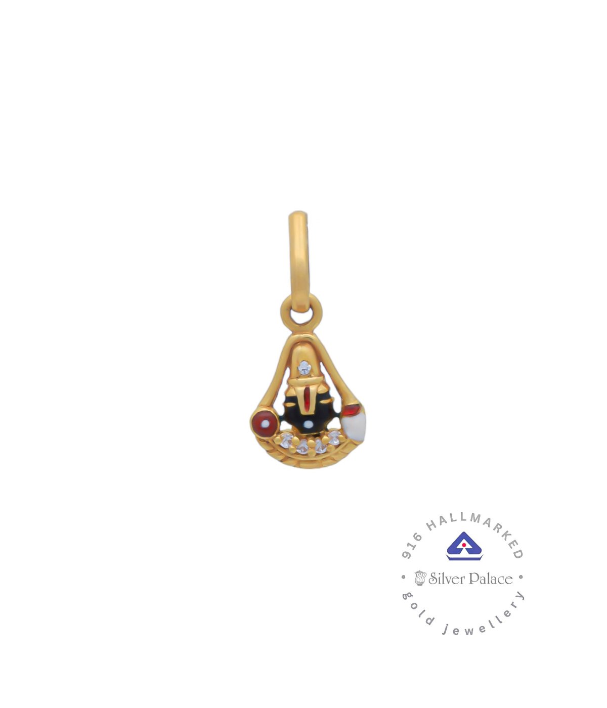 Kanche Collections 916 Pure Gold Balaji Divine Pendant With Enamel Finish For Mens & Womens 