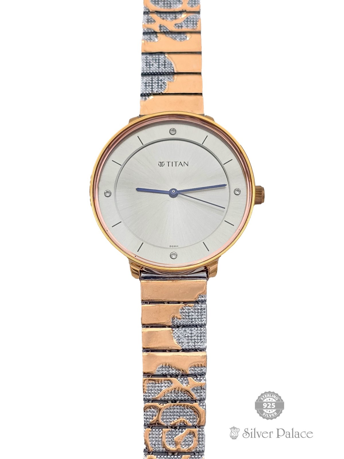 925 STERLING SILVER STICK DIAL 2 TONE WATCH FOR GIRLS