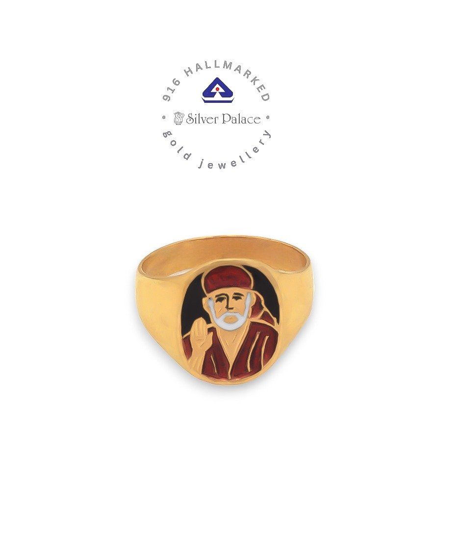 Kanche Collections Sai Baba Design & Enamel Finish With Gold RING For  Mens & Boys