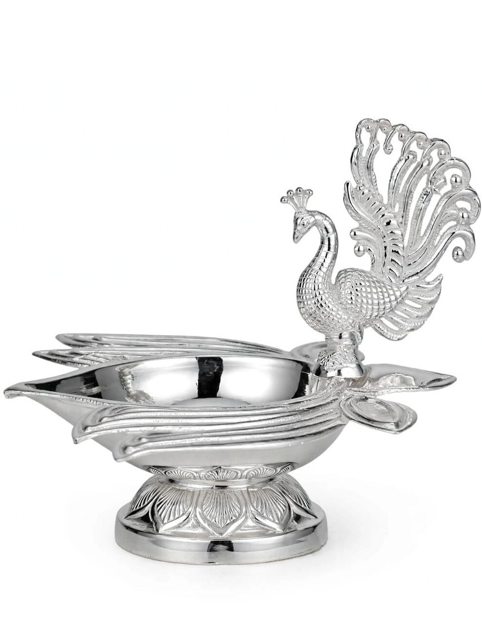 92.5  Silver Lotus Flower Design Divya Lamp  for Pooja purpose 