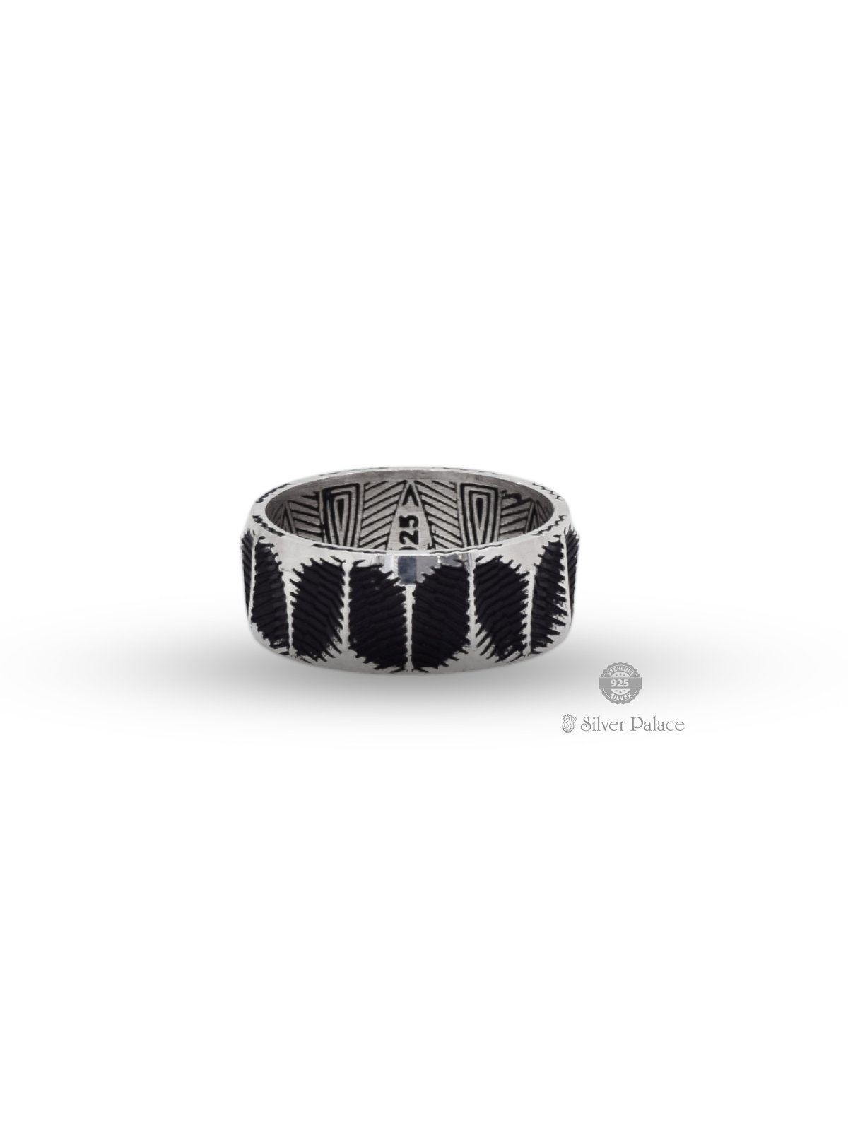 92.5 OXIDISED SILVER TEXTURED PATTERN RING FOR GENTS MAAN COLLECTION 