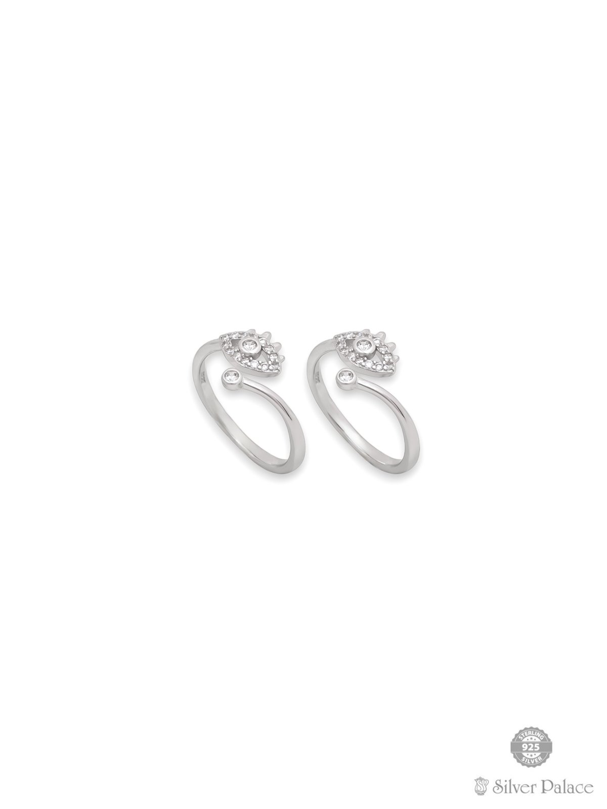 92.5 STERLING SILVER EYE DESIGN CZ TOE RING FOR LADIES PUYA COLLECTION 