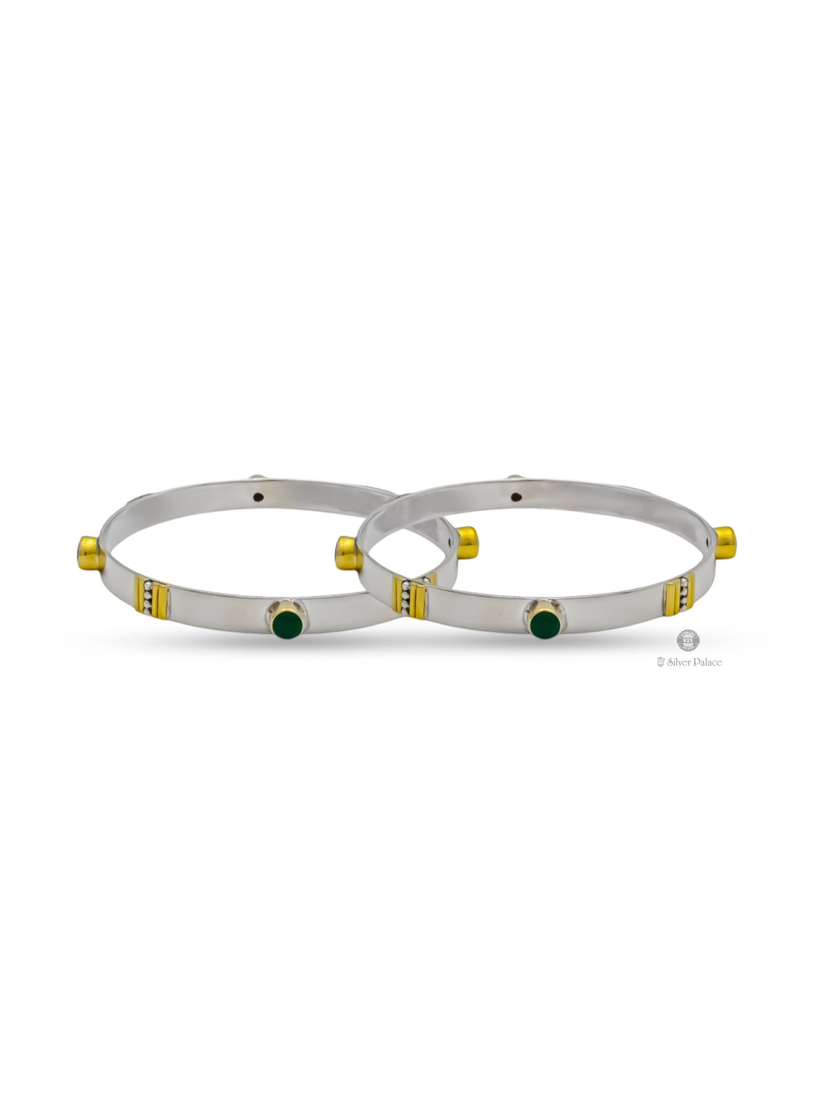 925 SILVER GOLD POLISHED WITH STONES DESIGN BANGLES ANITE COLLECTION 