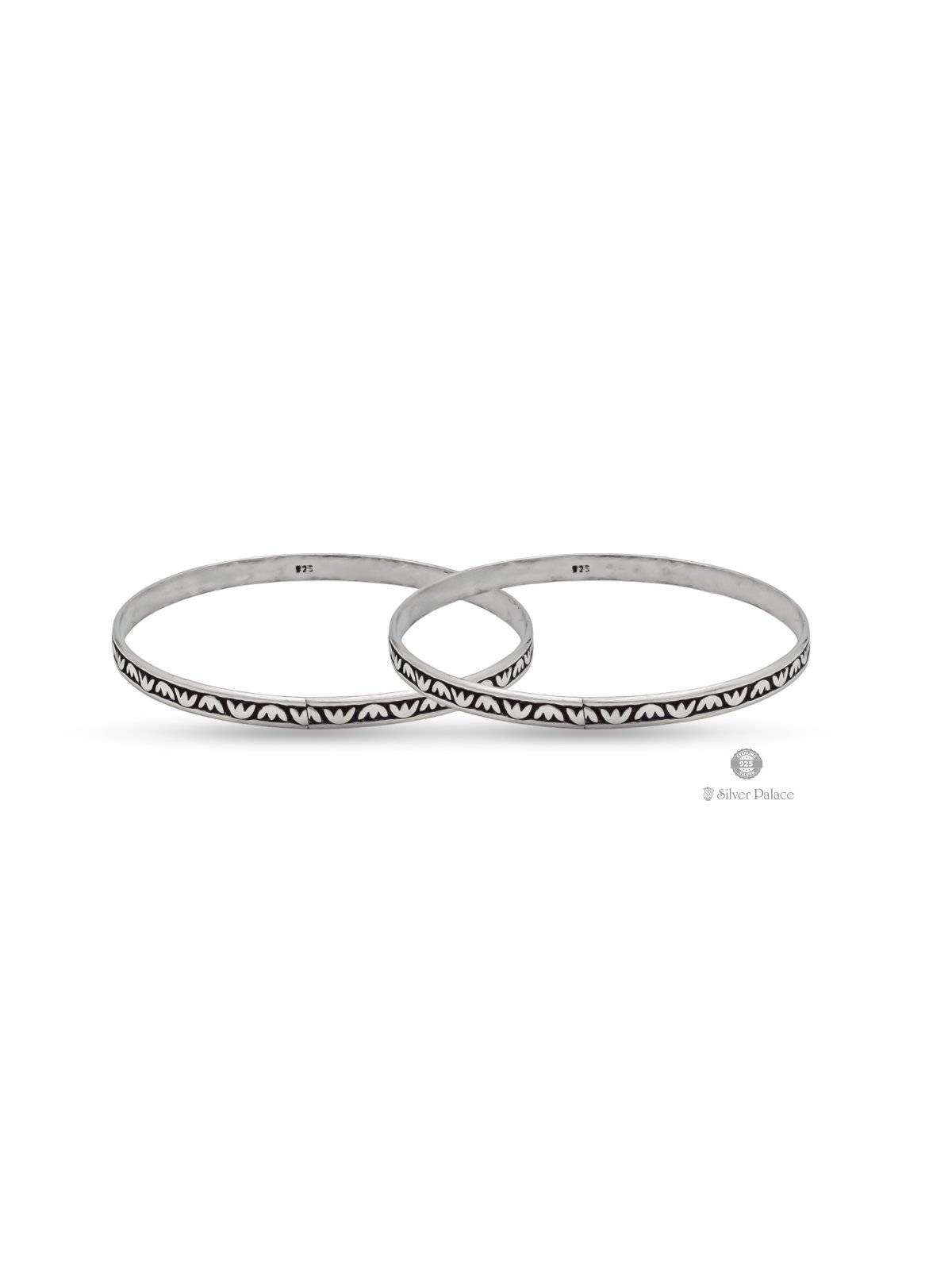 925 OXIDISED SILVER FLORAL DESIGN BANGLES FOR GIRLS BHAVA COLLECTION 