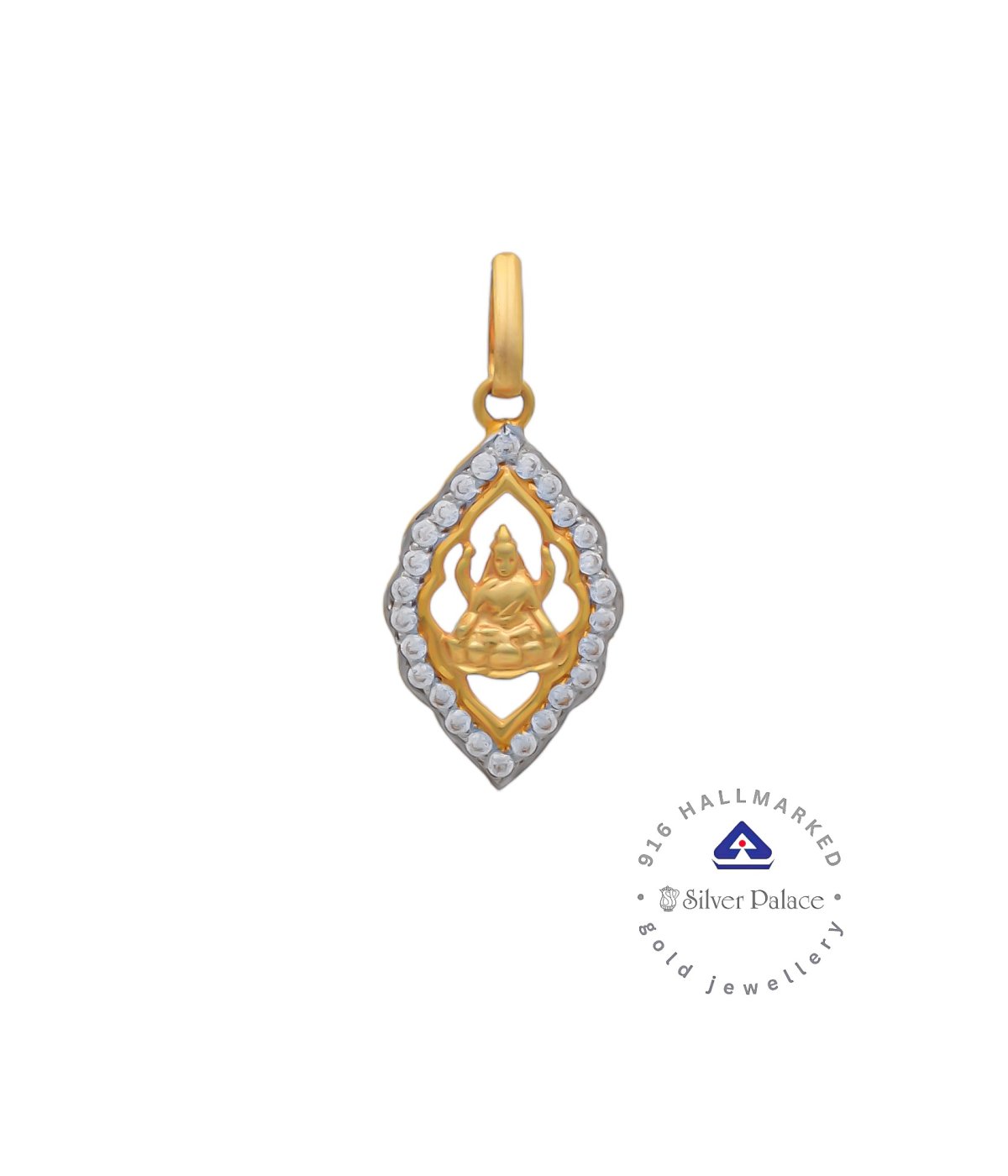 Kanche Collections 916 Pure Gold Lakshmi Divine Pendant With CZ Stone Studded For Mens & Womens 