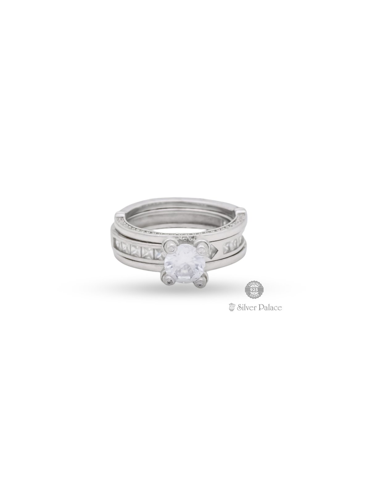 925 STERLING SILVER CIRCLE SHAPE WHITE STONE RING FOR GIRLS PUYA COLLECTION 