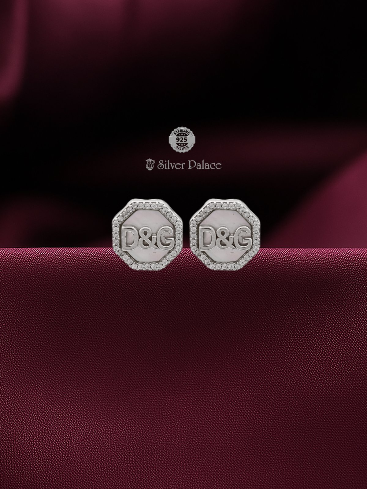 925 STERLING SILVER D&G LOGO STUD FOR KIDS AND GIRLS ARJITA COLLECTION 