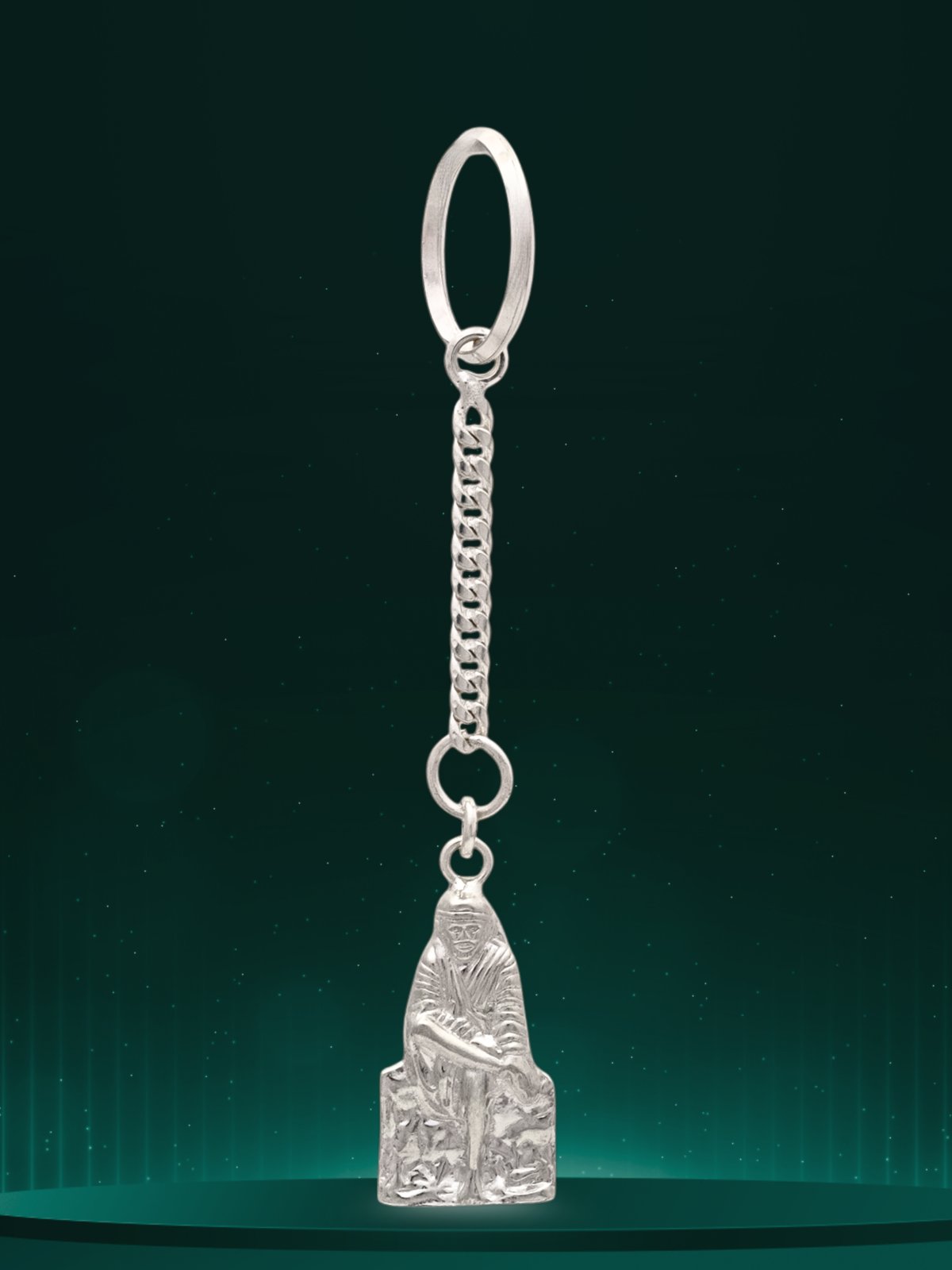 925 PURE SILVER SAI BABA KEYCHAIN FOR YOUR KEYS MAKE DIVINE