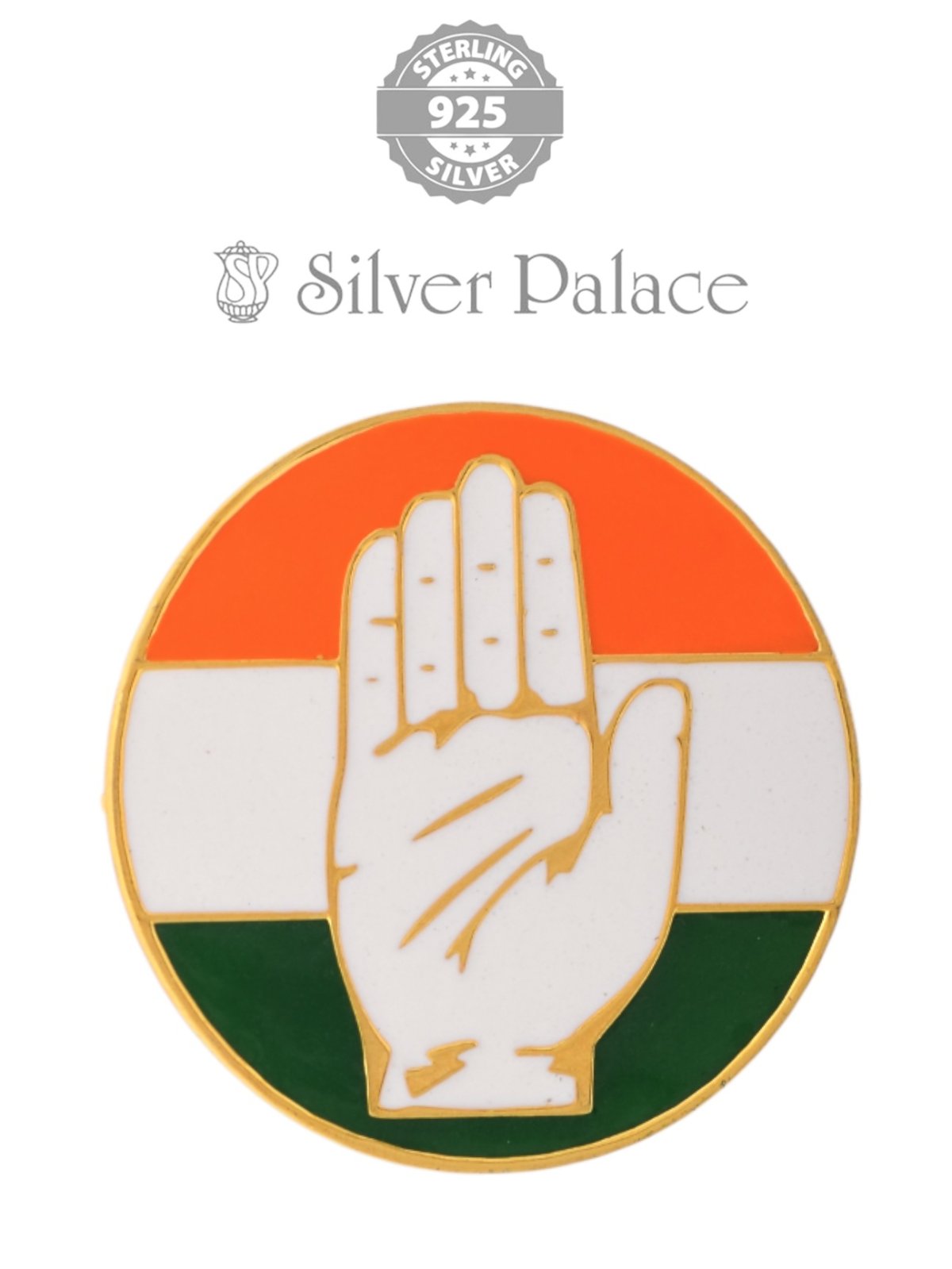 925 PURE SILVER CONGRESS SYMBOL BROACHES FOR CONGRESS SUPPORTERS 