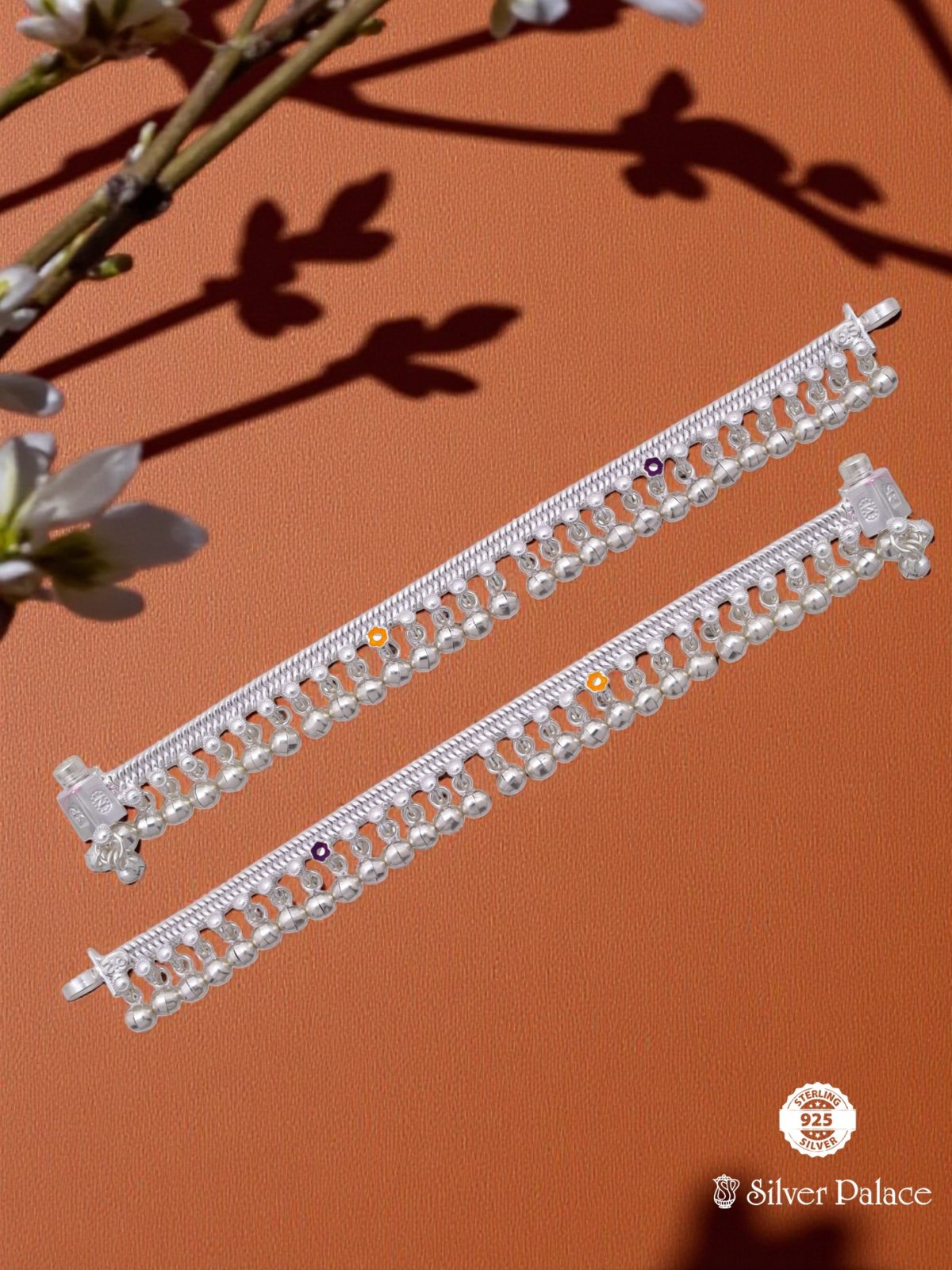 SILVER ONE LINE BEADS ANKLETS FOR YOUR KIDS ARJITA COLLECTION