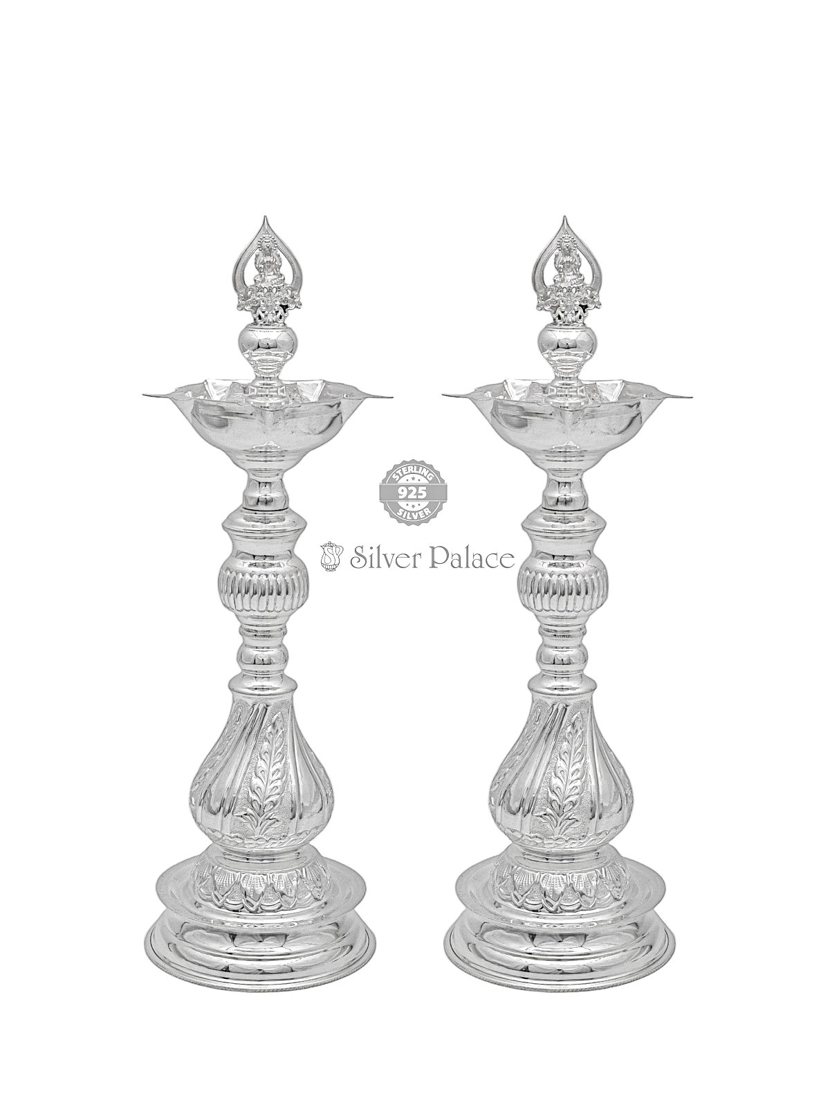 925 Pure Silver Hand Crafted Lakshmi Lamp For Pooja Silver Palace - Main Image
