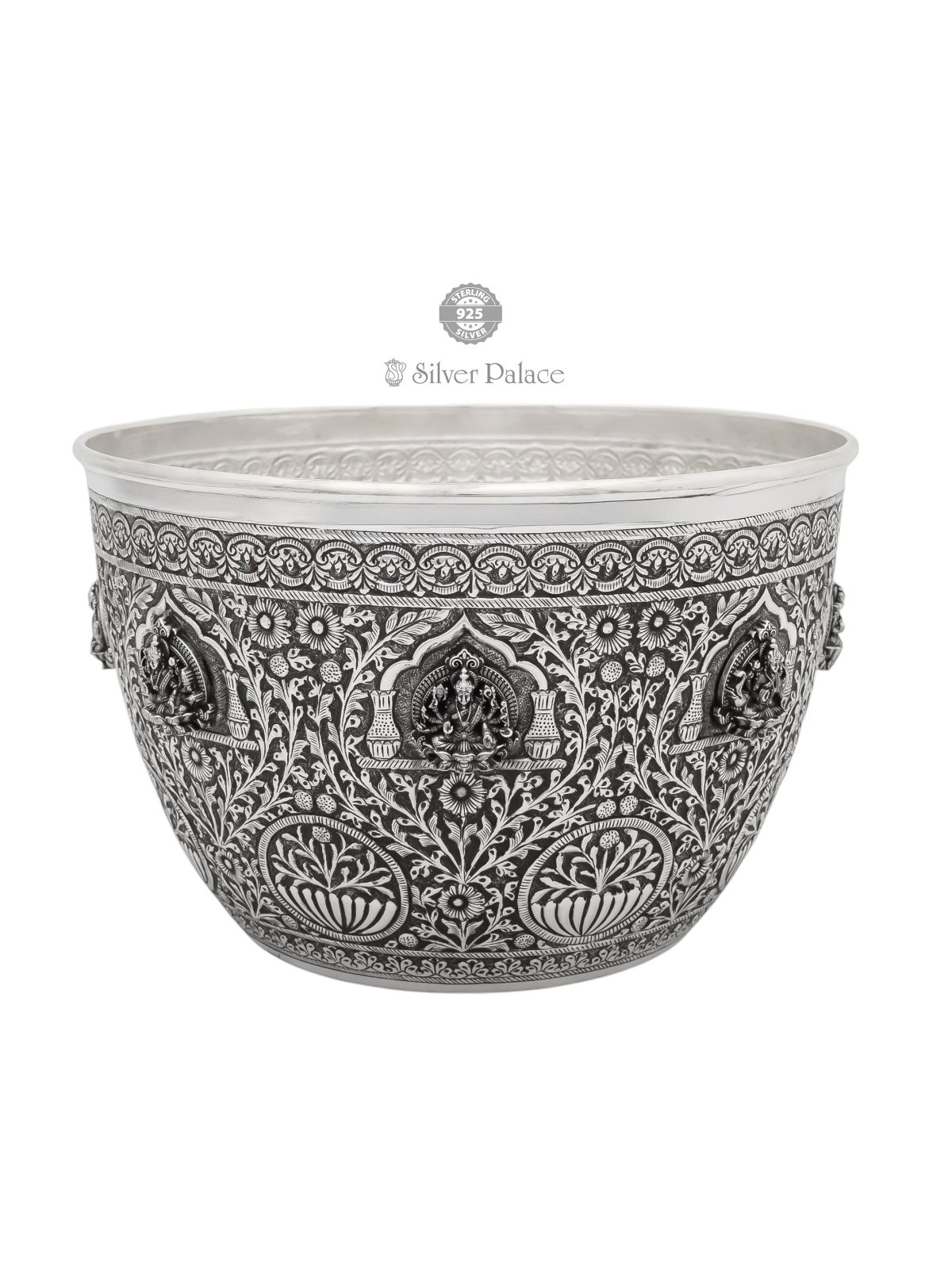 925 ANTC SILVER ASTALAKSHMI WITH FLORAL ENGRAVING UPPU KOODAI 