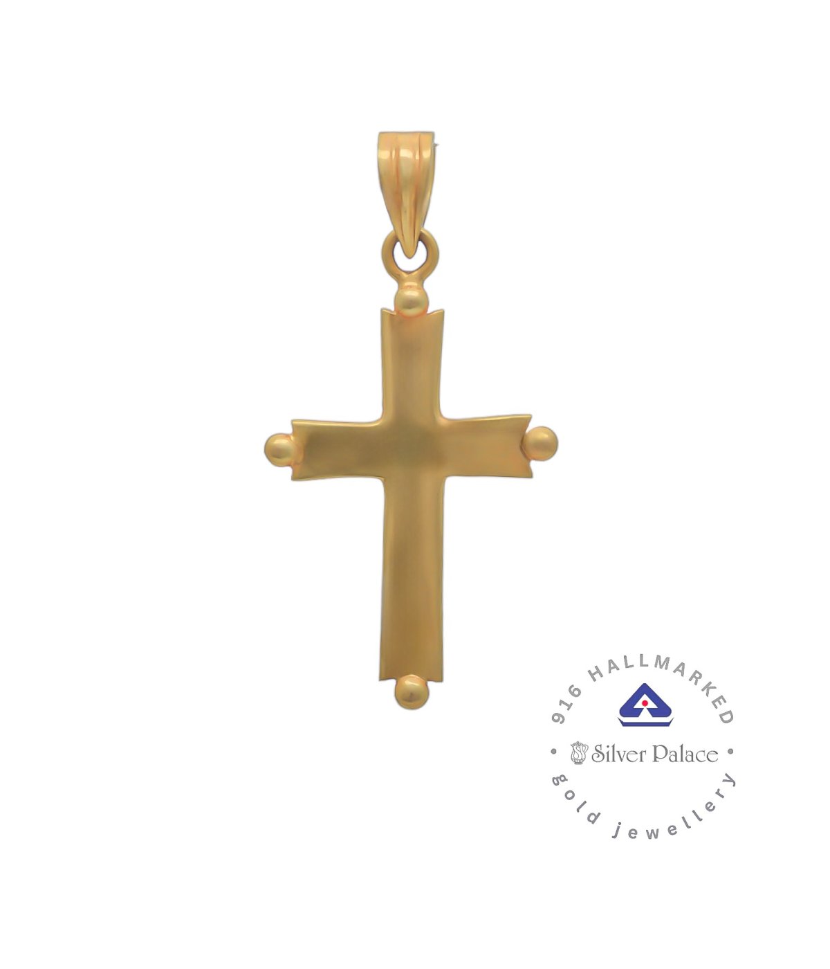 Kanche Collections 916 Pure Gold Cross Divine Pendant  For Mens & Womens 
