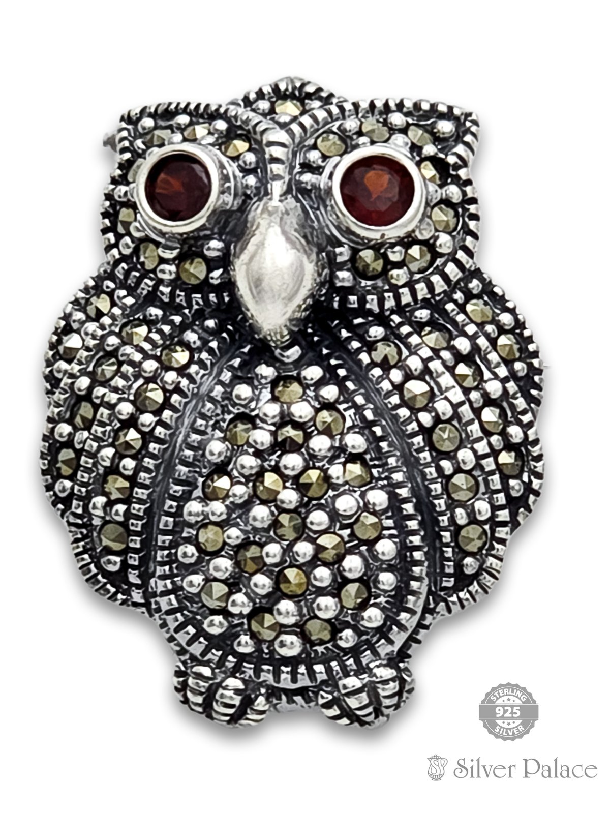 925 STERLING SILVER OWL DESIGN MARCA BROOCH FOR GIRLS