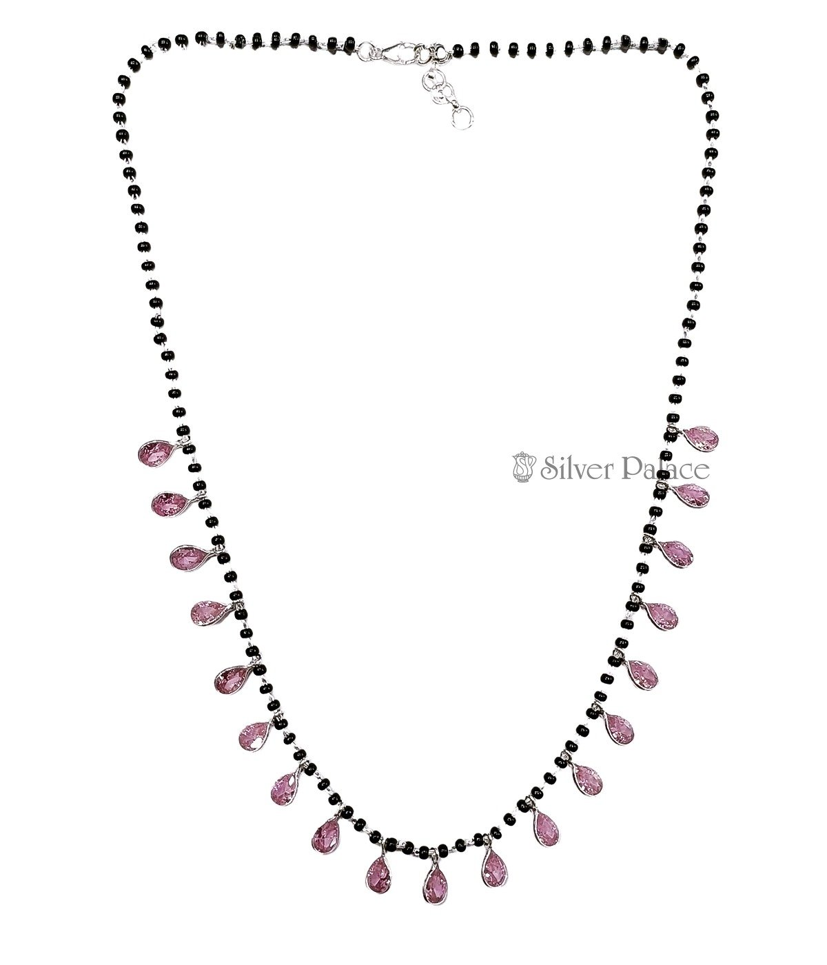 STERLING SILVER PINK STONE MANGALSUTRA
