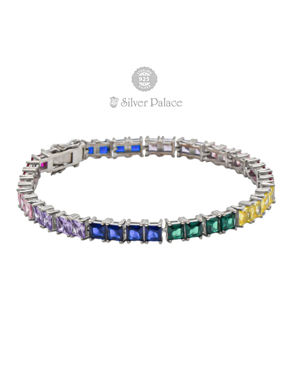 925 STERLING SILVER MULTI COLOUR STONES DESIGN BRACELET FOR GIRLS PRITTI COLLECTION 