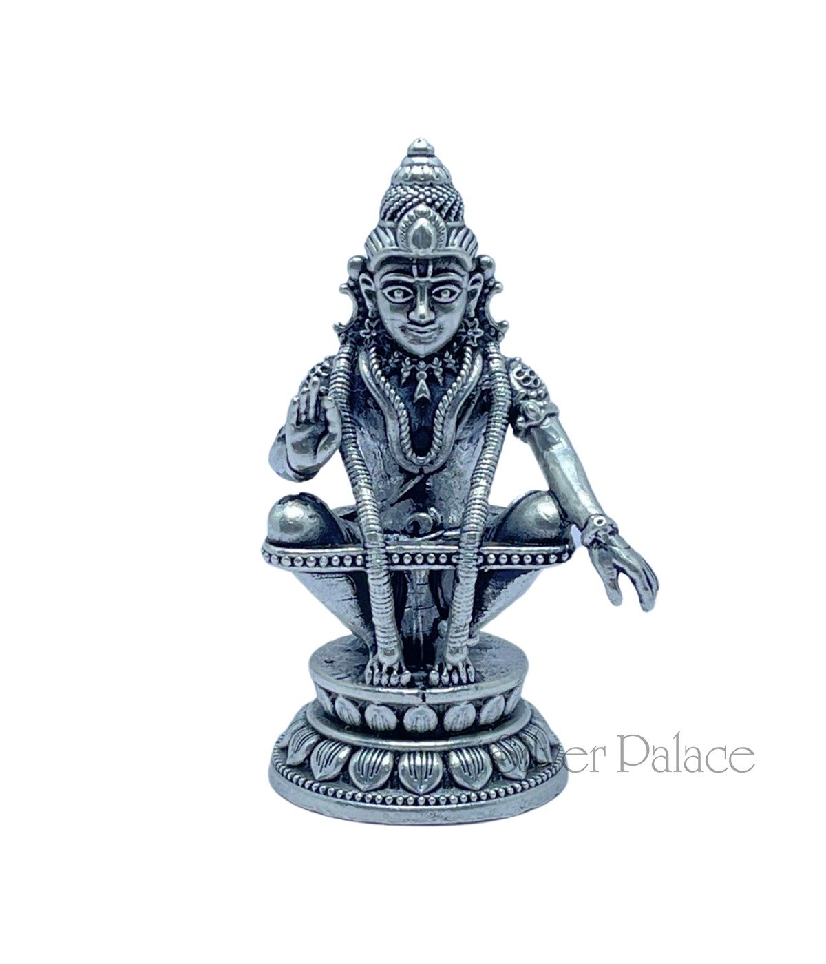 92.5 Oxidised Silver Ayyappa Statue Idol - Silver Palace