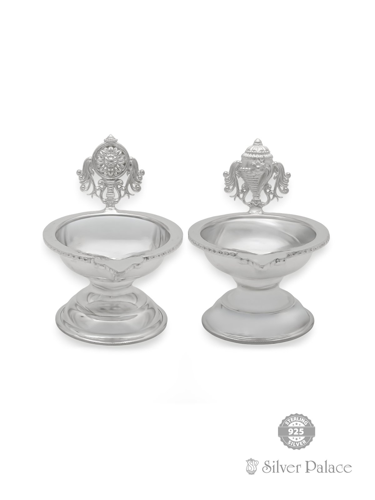 925 STERLING SILVER SANGU SAKKARAM LAMP FOR POOJA ROOM 