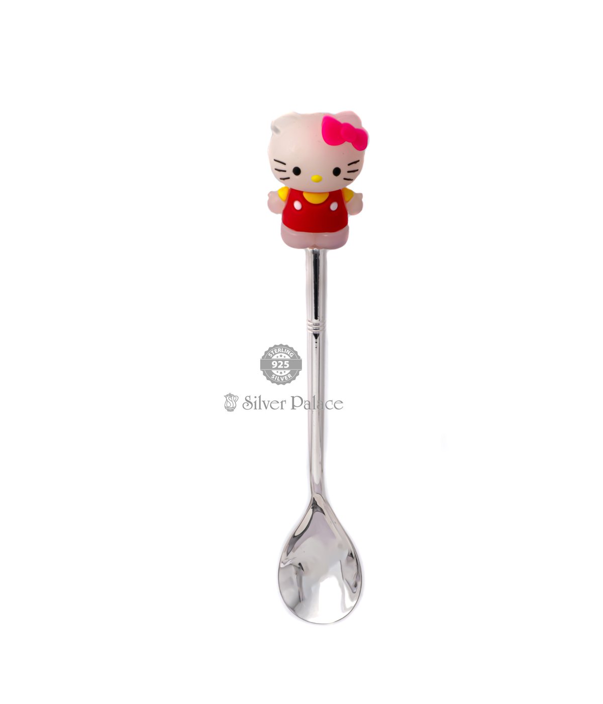  925 SILVER SPOON FOR BABY WITH SILICON KITTY CAT 