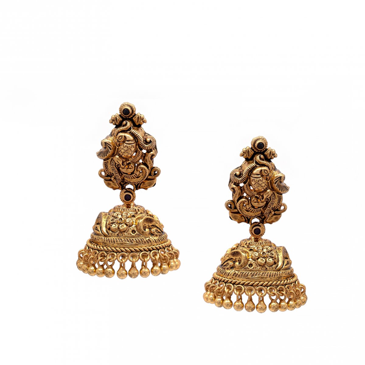 92.5 SILVER GOLD POLISHED SOUTH INDIAN NAGAS JHUMKI FOR GIRLS 