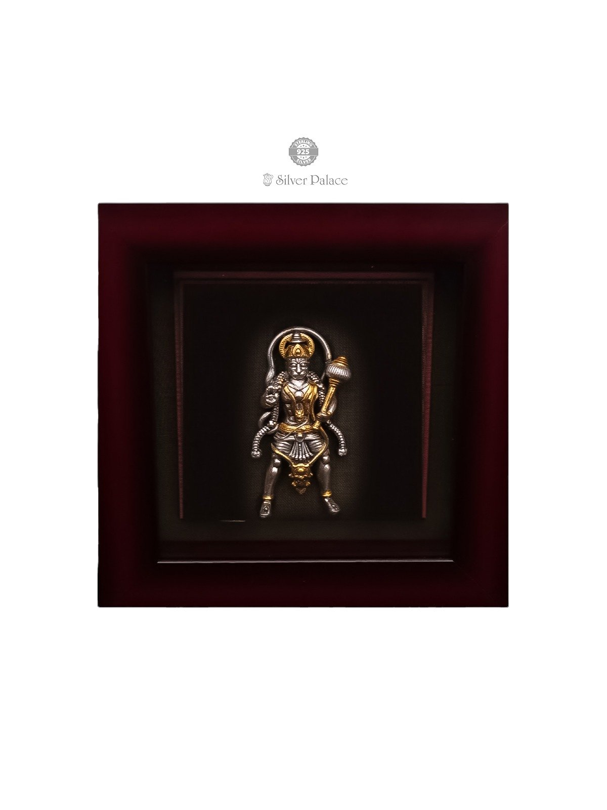 925 SILVER GOLD POLISHED STANDING HANUMAN PHOTO FRAME