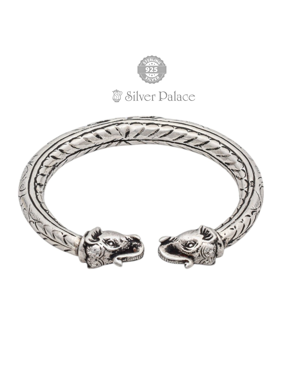 925 silver double head elephant design kada for men hans collection