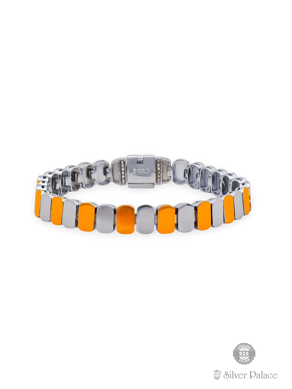 925 PURE SILVER 2 TONE PLAIN FINISH BRACELET FOR BOYS URBANE COLLECTION 