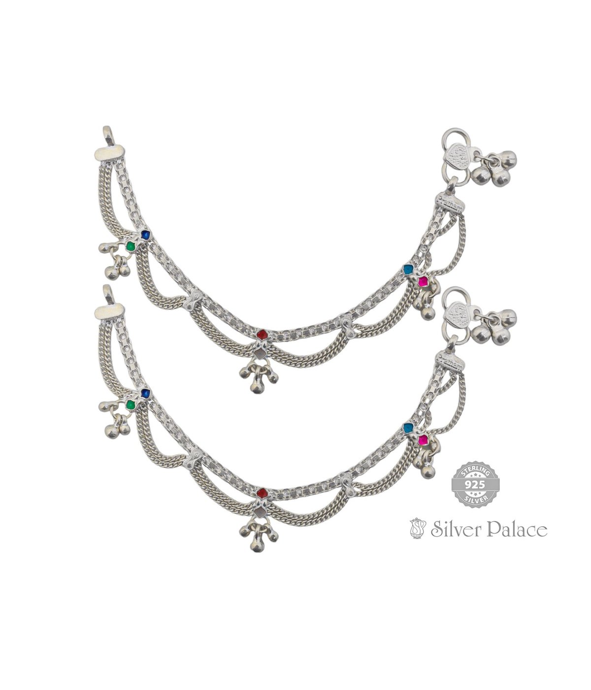 PURE SILVER ANKLETS FOR KIDS LATEST TRENDTY WITH ENAMEL DESIGN