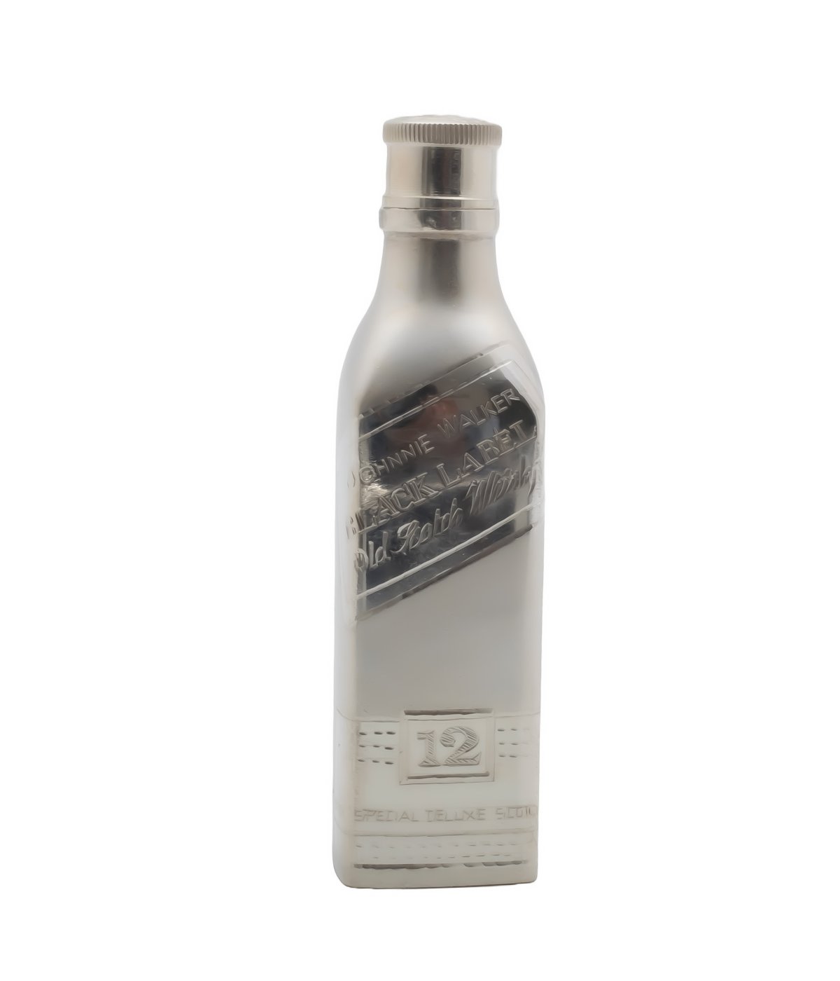 92.5 STERLING SILVER JOHNNIE WALKER BLACK LABEL SCOTCH WHISKY BOTTLE EMPTY FOR THE WHISKY CONNOISEUR