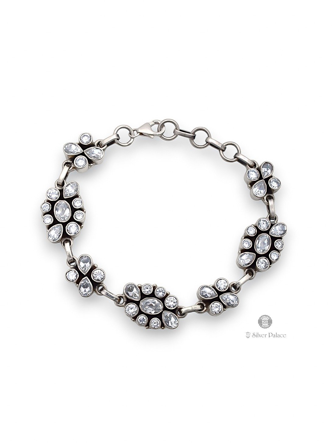 925 OXIDISED SILVER FLORAL DESIGN BRACELET FOR LADIES PUYA COLLECTION 