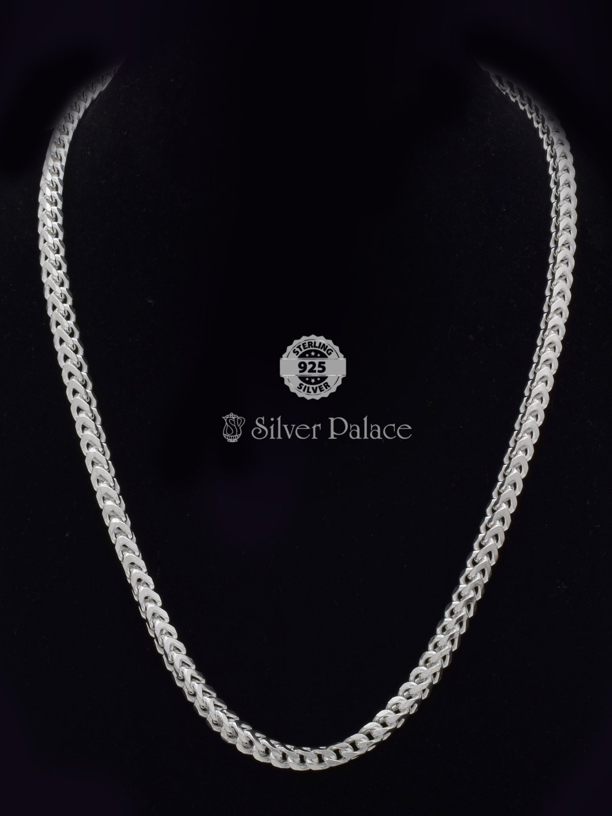 925 Sterling Silver Greek Key Chain Maan Collection - Silver Palace