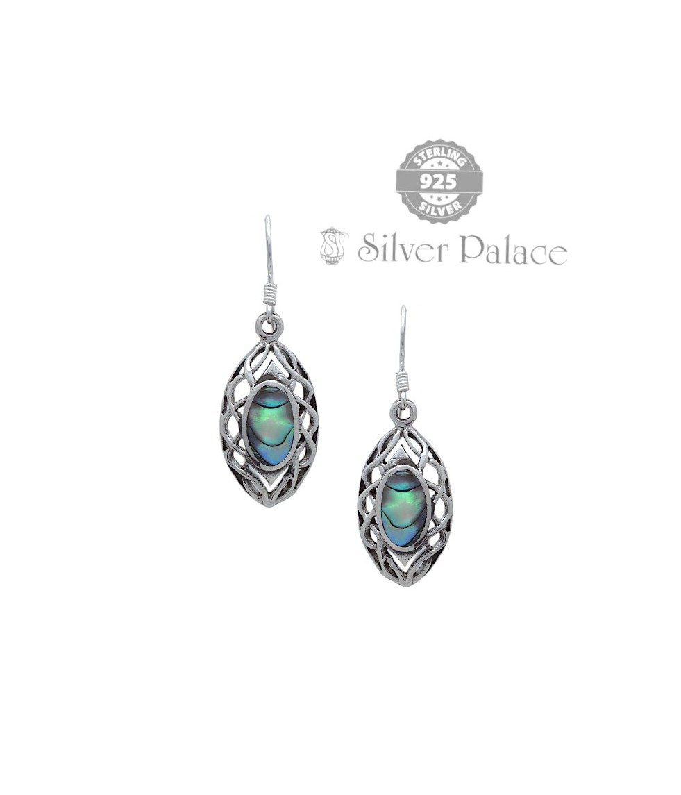 Trishe Collection pure Silver With abalone Design earrings for women