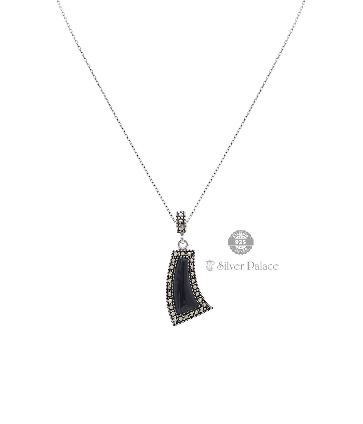 92.5 Sterling Silver Prite Collections Black Onyx Marcasite Pendants With Earrings ,Rings 