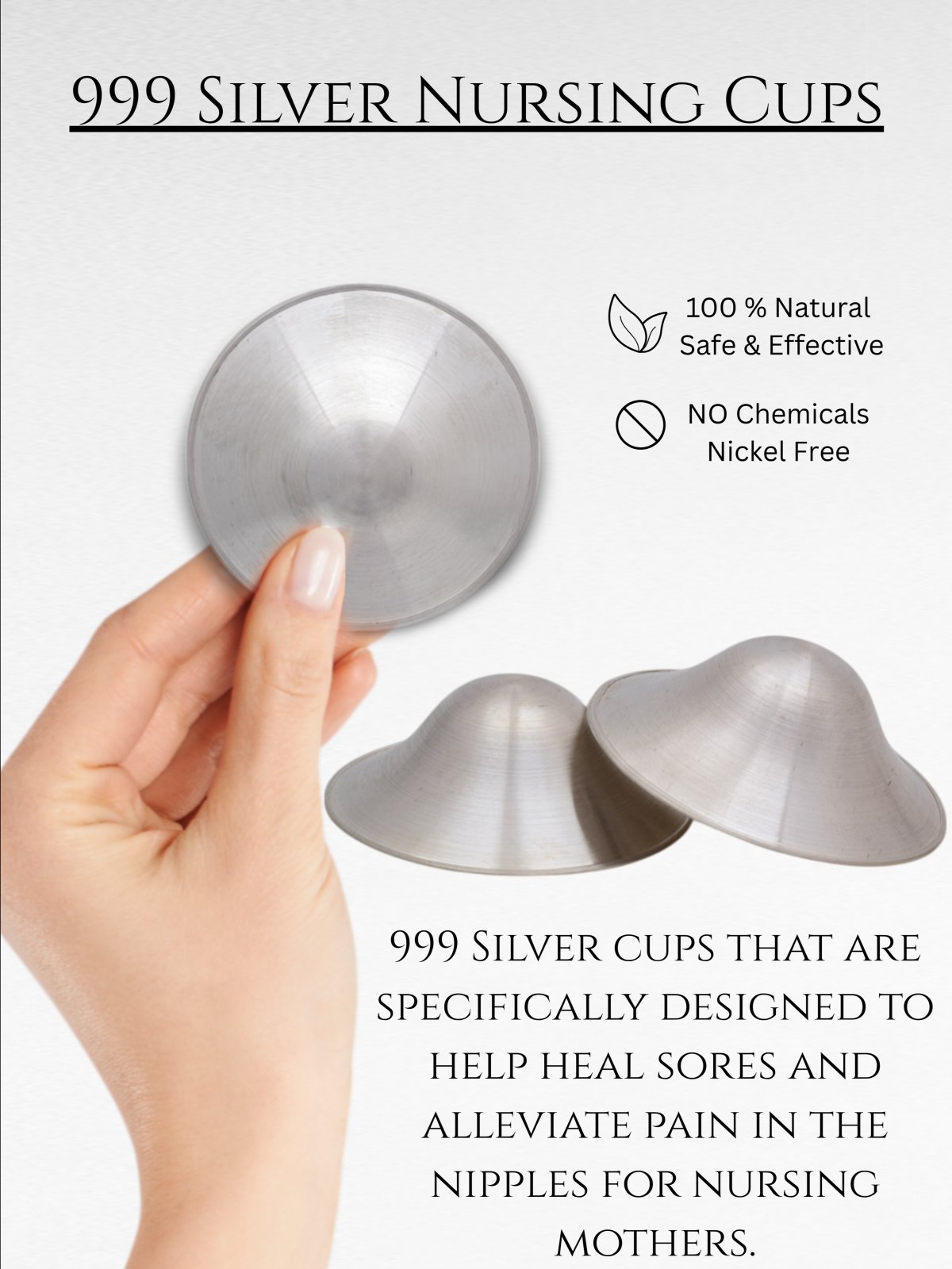 999 Pure Silver Nursing Cups Gentle, Natural Care for Nursing Mothers.