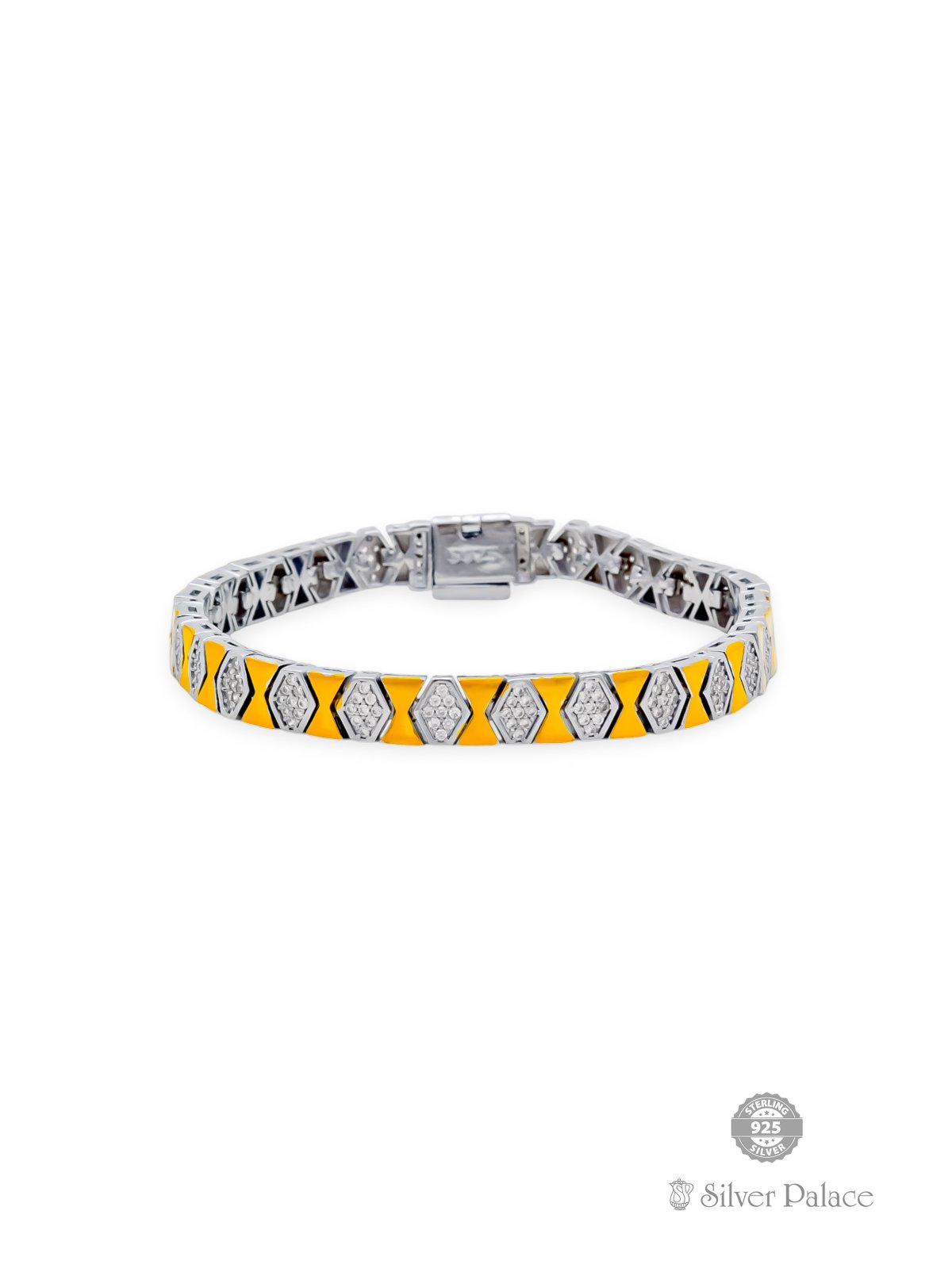 925 PURE SILVER 2 TONE WITH CZ BRACELET FOR GIRLS URBANE COLLECTION 