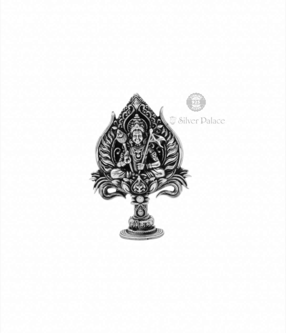 925 antique murugan LC sitting on lotus in pure silver for dashboard