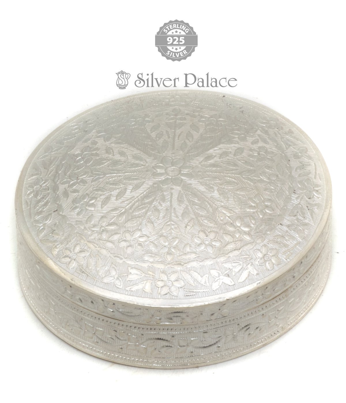 925 sterling silver vintage royal design handmade round powder box for babies