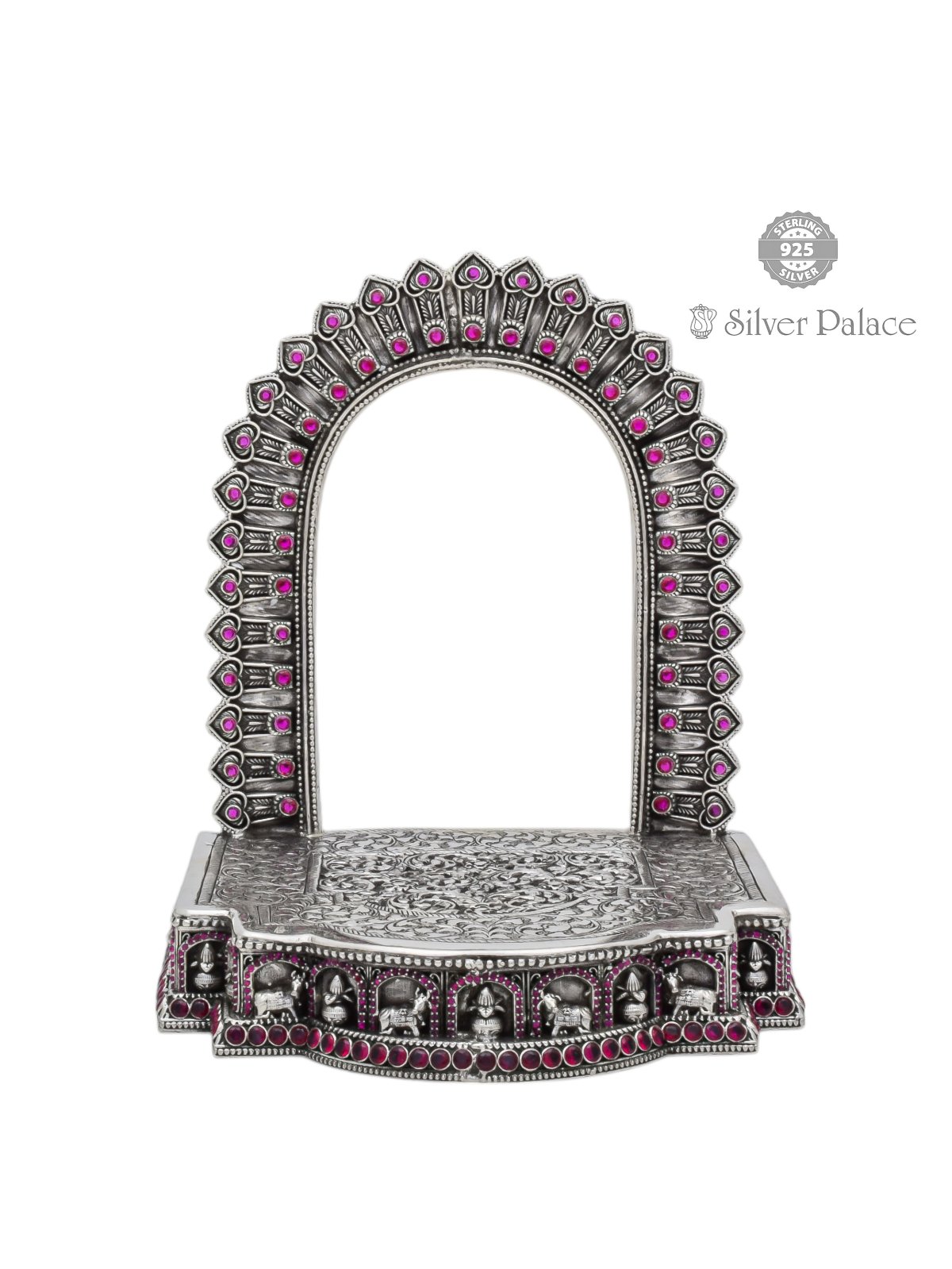 925 Silver pink stone Peedam for Your Pooja Room with Divine Elegance.