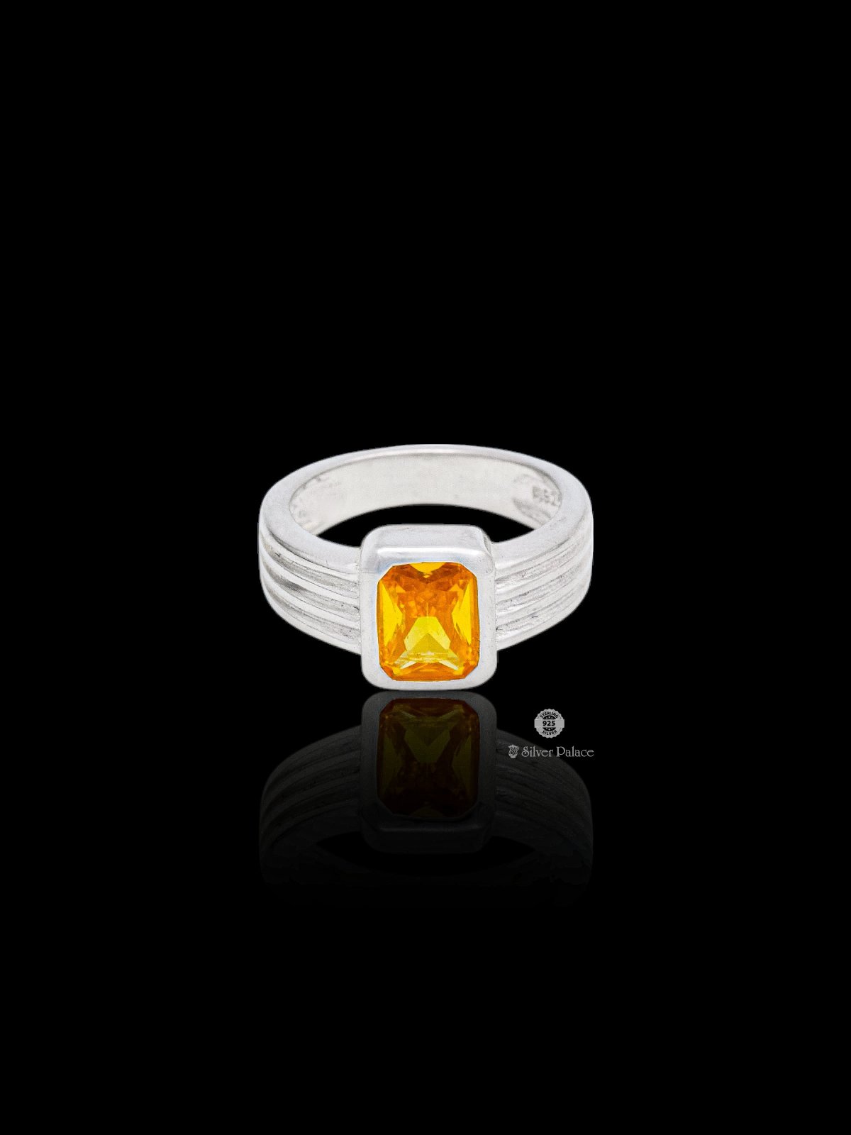 925 Sterling Silver Line With Yellow Stone Rashi Ring For Men And Women ...