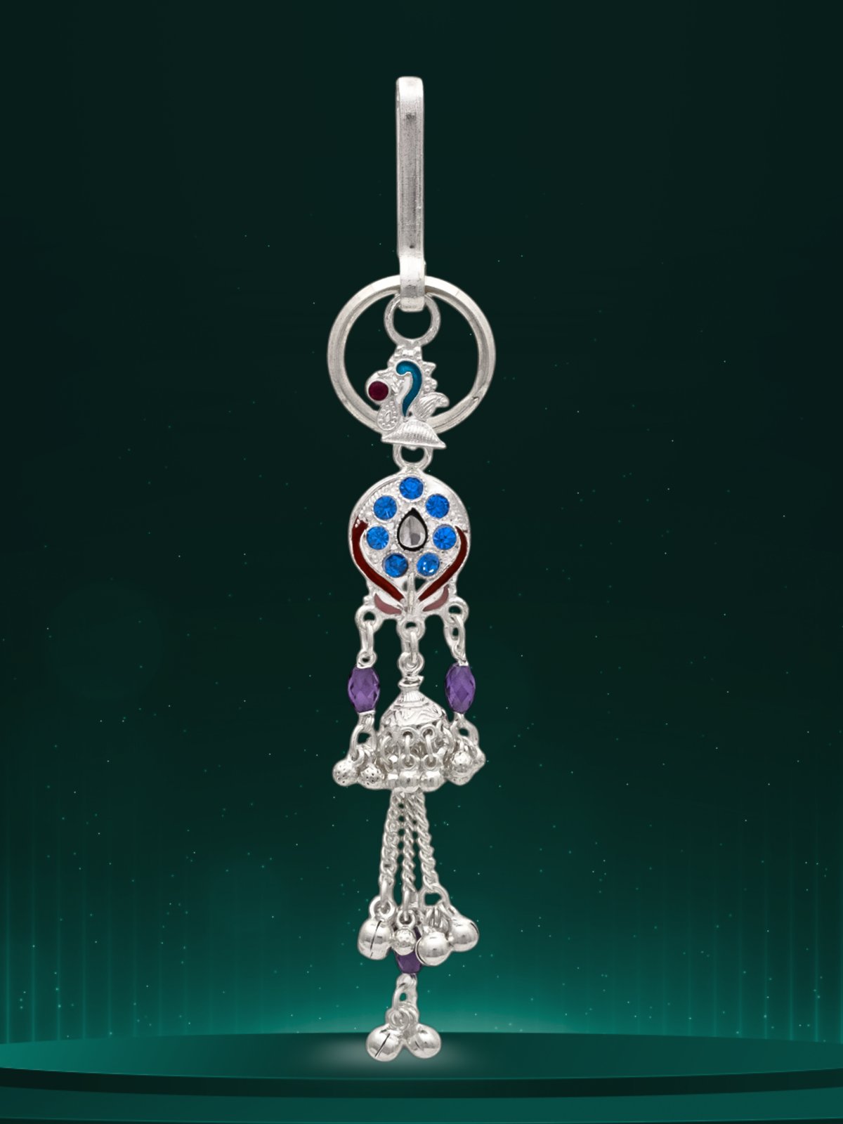 Ring Design Silver Key Chains For Bride 925 Pure Silver Floral